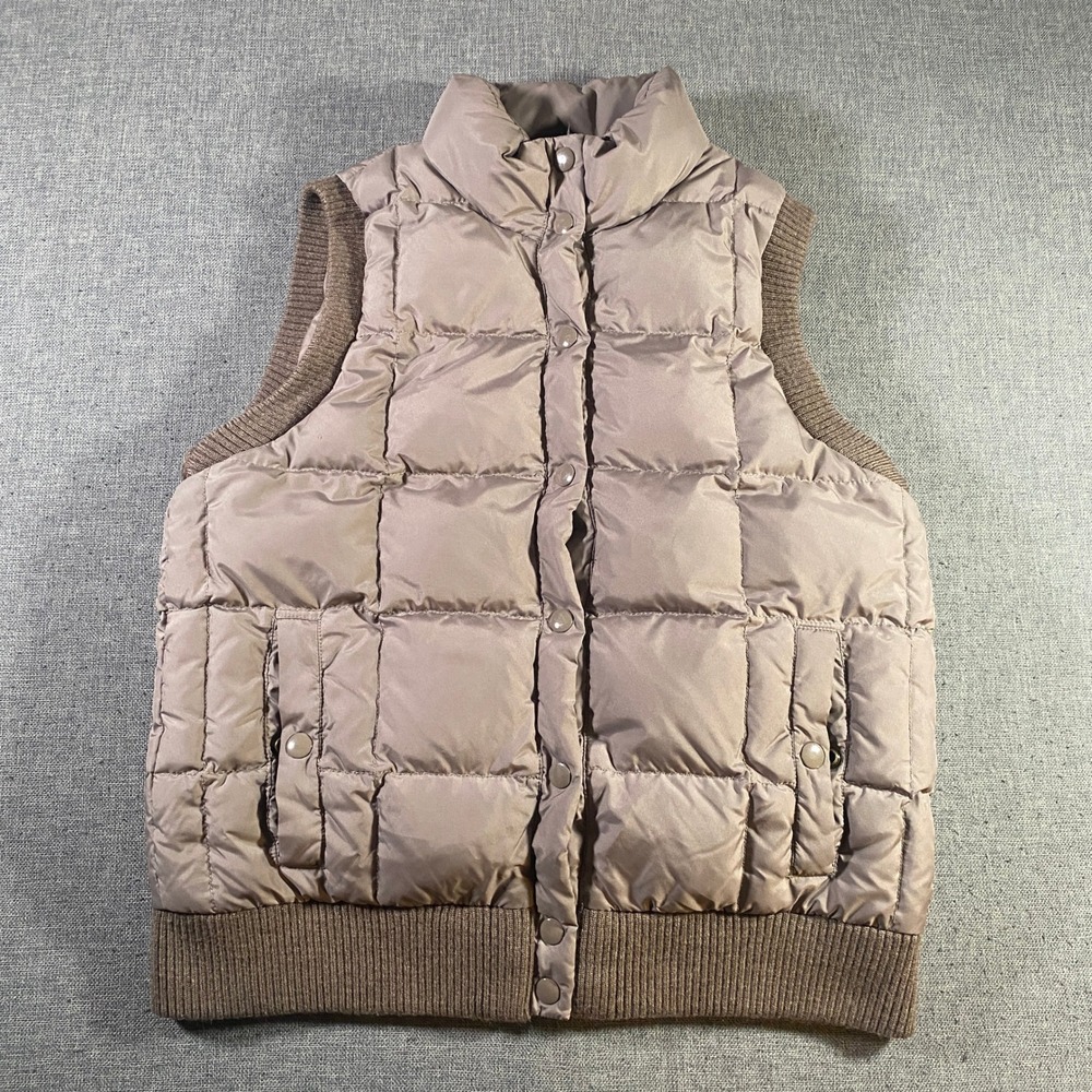 J.Crew Women's Down Puffer Vest Quilted Sleeveless Jacket Coat Beige Small